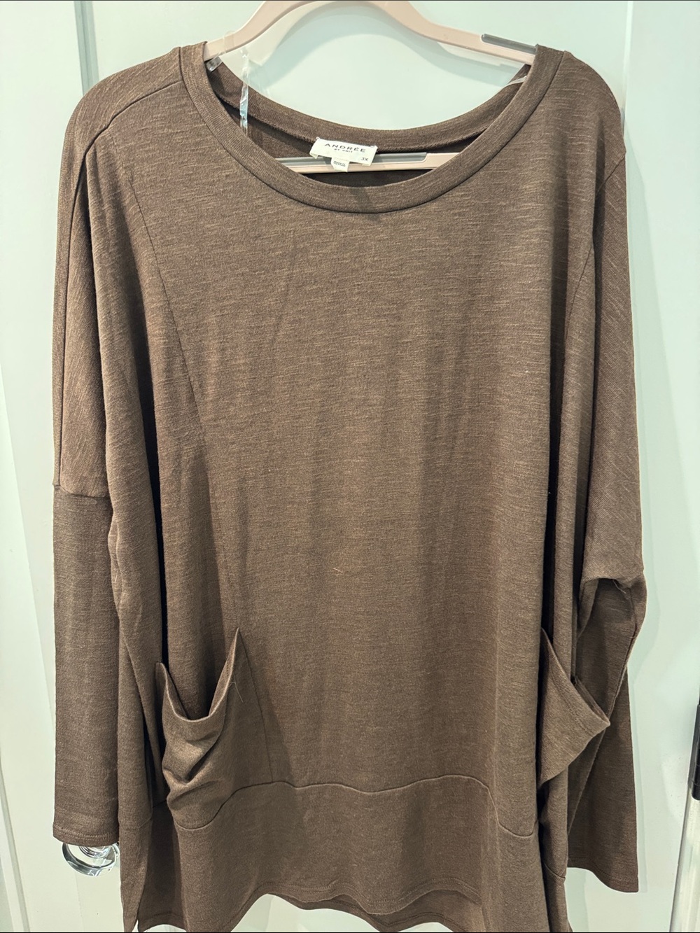 ANDREE BY UNIT Taupe Brown Relaxed Pocket Tunic